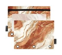 Pencil Cases Sturdy 3 Hole Punch for 3 Ringing Binder 2 Pack Teacher Art Supplies Storage Brown & Cream Marble