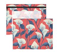 Pencil Cases Sturdy 3 Hole Punch for A4 Paper Letter 2 Pack Teacher Class Lily Calla Red Flowers