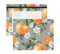 Pencil Cases Sturdy Pen Holder Case for 3 Rings Binder 2 Pack Teacher Back To School Tangerine Fruit