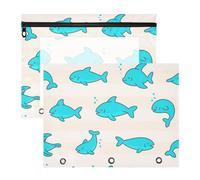 Pencil Cases Sturdy Pen Holder Case for 3 Rings Binder 2 Pack Teacher Storing School Students Teacher Supplies Fluorescence Blue Shark Beige estuche para lapices