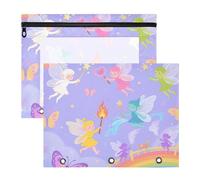 Pencil cases, transparent A4 paper pocket folders, letter, 2 pieces, teacher, school supplies, fairy tale, rainbow kingdom