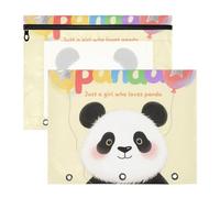 Pencil Cases with 3 Reinforced Grommets 3 Hole Punch for A4 Paper Letter 2 Pack Teacher Art Supplies Storage Just A Girl Who Loves Panda