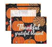 Pencil Cases with 3 Reinforced Grommets 3 Hole Punch for A4 Paper Letter 2 Pack Teacher Classroom Supplies Autumn Pumpkin & Thankful