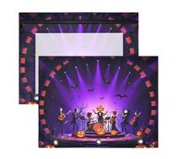 Pencil cases with 3 reinforced grommets, A4 pocket paper folders, 2 pieces, school supplies, Halloween, mysterious music concert