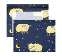 Pencil Cases With Smooth Zippers 3 Hole Punch for A4 Paper Letter 2 Pack Students College Supplies Sheep with Stars at Night