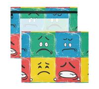 Pencil Cases with Smooth Zippers Pen Holder Case for A4 Paper Letter 2 Pack Students College Supplies Colorful Pop Art Style Face Icons