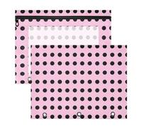 Pencil Cases with Zipper 3 Hole Punch for 3 Ringing Binder 2 Pack Teacher College Supplies Black Polka Dot Western