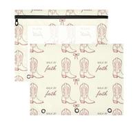 Pencil Cases with Zipper 3 Hole Punch for 3 Ringing Binder 2 Pack Teacher College Supplies Christian Walk by Faith Western Boots Cute Cowgirl Aesthetic