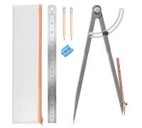 Pencil Compass 12 inch, Precision Woodworking Compass with Wing Divider and Pencil Holder, Metal Compass Ideal for Geometry Drafting and Technical Drawing, Engineering and More