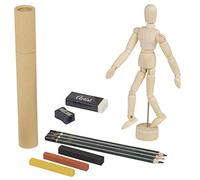 Pencil Drawing Set 12 Pieces, Art Supplies Sketching Colours and Wooden Doll for Colouring