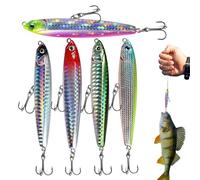 Pencil Fishing Bait - 5 Colours Floating Crank Bait Popper Pencil Bait | Small Hooks | Long Visit for Trout Bass Night Fly Lake River Bank Boat Kayak Pond Freshwater and Fishermen