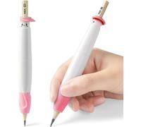 Pencil Grips for Children, Comfortable Writing Aid for Improving Handwriting, can Serve as Mechanical Pencil, Pencil Extender & Pencil Cap, Posture Correction Tool for Toddlers (1PCS, Pink)
