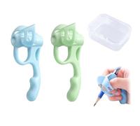 Pencil Grips for Kids Handwriting, Ergonomic Silicone Training Pen Holder, Writing Posture Correction Tool for Left and Right Hand, Colorful Pencil Aid for Beginners (Blue+Green,One Size)