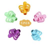 Pencil Grips for Kids Handwriting Left Handed, Toddlers 2-4 Years, Soft Silcone Training Grip with Assorted Colors, Pack of 5 by AUTEMOJO