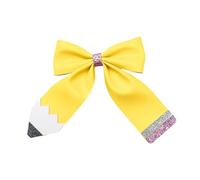 Pencil Hair Bows - School Themed Yellow Clips, Back to Classes Headwear with Secure Metal Grip, Alligator Teeth Non Slip Fastener, Ideal for Kindergarten Students Daily Outfits