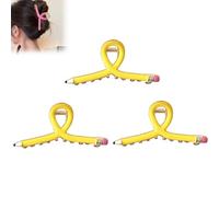 Pencil Hair Clips - Cute Hair Clips for Women, Non-Slip Hair Clamp for Thick and Thin Hair, Stylish Accessories for Women and Everyday Use (Yellow)