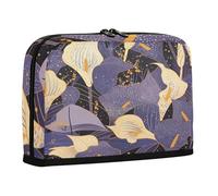 Pencil Holder Case Large Capacity Makeup Bag Lightweight Multi-Purpose Bag for Teacher School Supplies Chic White and Purple Calla Lily Vintage