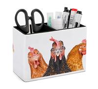 Pencil Holder for Desk, Funny Three Chickens Pen Holder Storage Desktop Pen Organizer Desk Pencil Organizer Makeup Brush Holder for Office School College Leather