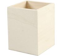 Pencil Holder, H: 9,5 cm, Size 7,5x7,5 cm, Plywood, 1pc