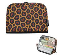 Pencil Holder Large Capacity Makeup Bags With Zipper Articles pa Pencil Case For Women Middle School Geometric Pattern Leopard Wallpaper
