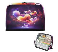 Pencil Holder Large Capacity Pen Cases High Capacity Organizer Box for Student Cosmetics Heart Pink Purple Happy Valentine's Day.