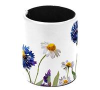 Pencil Holders for Desk, Pen Holder Pot Pen Container Stationery Storage Makeup Brush Desktop Organiser for Office School Home, Watercolor Various Wild Flowers Border
