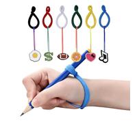 Pencil Holders Supporting Left and Right Hand Writing, Flexible Placement Straps During Handwriting Practice, 6 Pack Set Handwriting Pencil Holder Writing Practice Schoolwork Learners Left