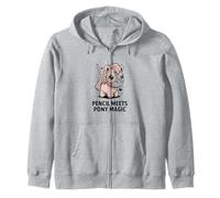 Pencil Meets Pony Magic Cute Kawaii Pony Zip Hoodie