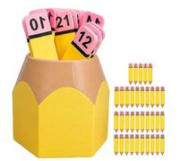 Pencil Number Counting Set, Reusable Classroom Organization and Sequencing Board, Crayon Number Matching Set 1-30, for Math Learning Manipulatives with Display Stand for Classroom (Yellow)
