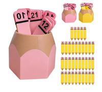 Pencil Number Counting Set with Holder, Reusable Math Manipulatives (Pink)