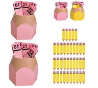 Pencil Number Counting Set with Holder, Reusable Math Manipulatives (Pink)