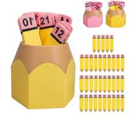 Pencil Number Counting Set with Holder, Reusable Math Manipulatives (Yellow)