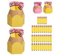 Pencil Number Counting Set with Holder, Reusable Math Manipulatives (Yellow)