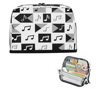Pencil Organizer Case Large Capacity Makeup Large Stationery Storage for Adults Office Black White Music Signs estuches de maquillaje para mujer
