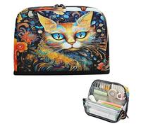 Pencil Pen Case Large Capacity Make Up Bag Slots Stationery Bag for Kids Elementary Hispanic Heritage Cat Colorful Mexican