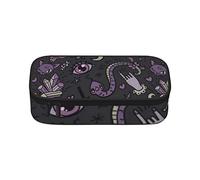 Pencil Pen Case Purple Black Goth Spooky Print Large Capacity Pencil Box Bag Durable Pencil Cases Organizer For Office College School Adult Teen Girl Boy, Black, One Size, Big Capacity Pattern