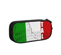 Pencil Pen Case Roman Colosseum Italian Flag Print Large Capacity Pencil Box Bag Double Zipper Pencil Cases Organizer For Office College School Adult Teen Girl Boy, Black, One Size, Big Capacity