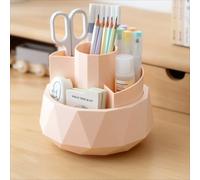 Pencil Pen Holder for Desk,360°Rotating Pen Holder, Desk Organisers,Storage Box for Home Office Supplies(Pink)