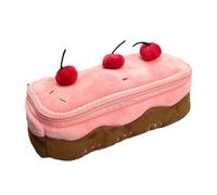 Pencil Pencil Box Fashionable Fabric Storage Box, Exquisite Cherry Cake Pattern | Spacious Zipper Pocket for Stationery and Perfect Make Up Utensils, Present for School