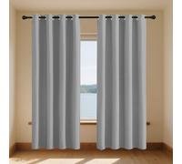Pencil Pleat Blackout Curtains 134 x 187 cm Super Soft Texture Eyelet Thermal Insulating Curtains with Eyelets for Window Home Fashion Decor, Light Grey