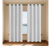 Pencil Pleat Blackout Curtains 138 x 178 cm Super Soft Texture Eyelet Thermal Insulating Curtains with Eyelets for Window Home Fashion Decor, White