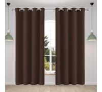 Pencil Pleat Blackout Curtains 164 x 161 cm Thermal Insulated Soundproof Thermal Curtains for Windows Privacy Protected for Bedroom Bathroom, Brown