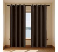 Pencil Pleat Blackout Curtains 164 x 186 cm Super Soft Texture Eyelet Thermal Insulating Curtains with Eyelets for Window Home Fashion Decor, Brown