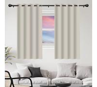 Pencil Pleat Blackout Curtains 210 x 320 cm Thermal Insulated Soundproof Drop Blackout Curtains for Bedroom, Kitchen, Beige