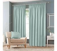 Pencil Pleat Blackout Curtains Thermal Drapes 2 Insulated Panels Light Noise Reduction for Bedroom Nursery [Duck Egg, 66" Wide x 90" Drop]