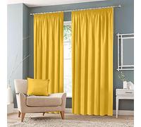 Pencil Pleat Blackout Curtains Thermal Drapes 2 Insulated Panels Light Noise Reduction for Bedroom Nursery [Yellow, 66" Wide x 90" Drop]