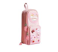 Pencil Pouch 1pcs Pencil Cases Large Capacity Canvas Pencil Bag Pouch Holder Box for Girls Student Stationery School Supplies for Students(Pink 01)