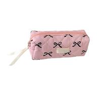 Pencil Pouch - 7.68x2.76x3.54 Inches Makeup Brush Bag Pouch | Zippered Cosmetic Organizer | Travel Classroom Studio Hotel Outdoor Vacation | Student Stationery Storage Bow Toiletry Bag For Accessories