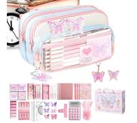 Pencil Pouch - Butterfly-Themed Zipper Closure | Large Capacity Pencil Pouch,for Elementary Kids Middle School College Students Youth Girls Teens Adults