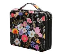 Pencil Pouch - Color Pencil Bag Case, Artistic Pencil Case | 124 Slots Pattern Printing Marker Case with Zipper, Multilayer Holder Highlighter Storage Case for Artist 9.37x7.87x2.52 inches, Black red